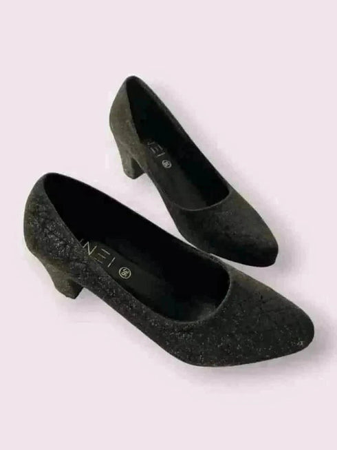 Womens Black Shimmer Ballerina Shoes